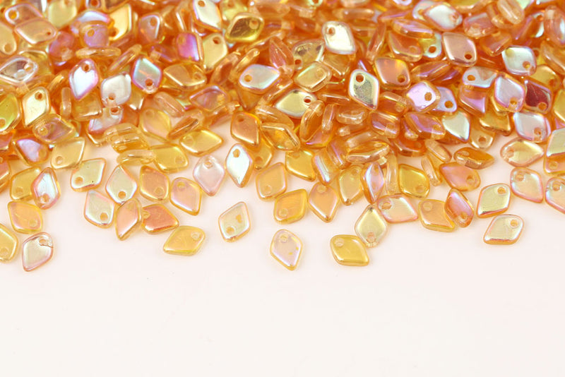 Dragon 1.5×5mm Crystal Yellow Rainbow 1-Hole Czech Beads