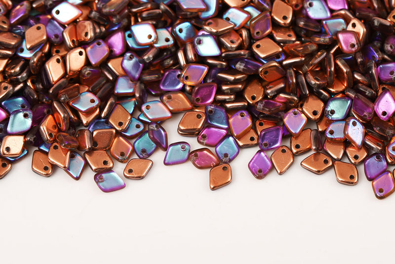 Dragon 1.5×5mm Crystal Copper Rainbow 1-Hole Czech Beads