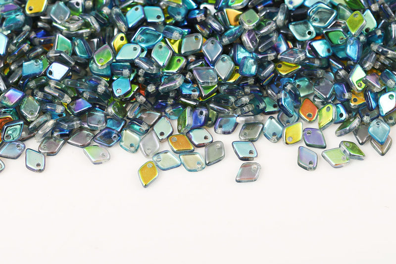 Dragon 1.5×5mm Crystal Blue Rainbow 1-Hole Czech Beads
