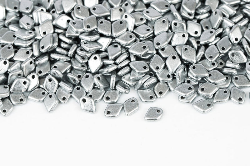 Dragon 1.5×5mm Crystal Vintage Silver 1-Hole Czech Beads