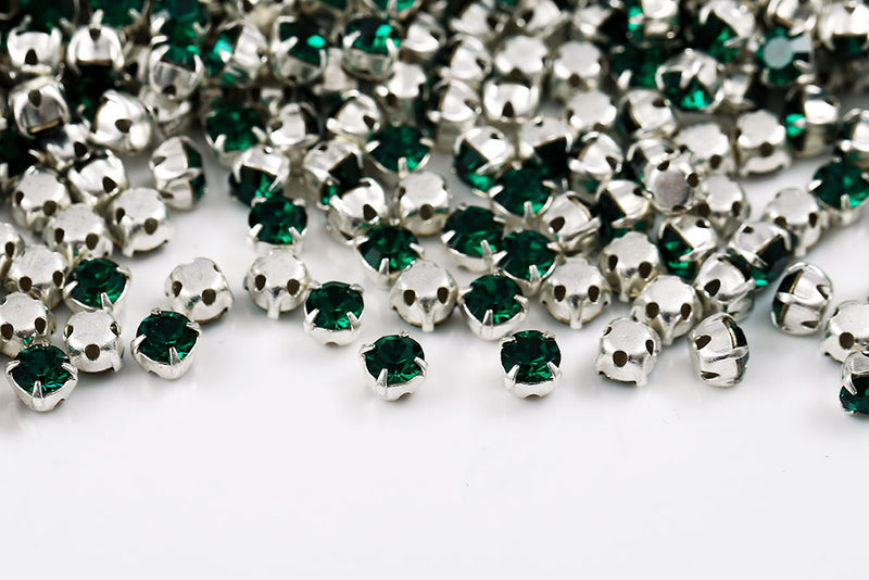 Preciosa MAXIMA MC Chaton Sew on Rhinestones Emerald/Silver