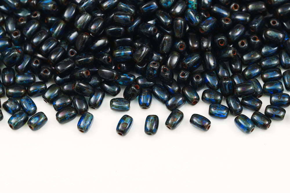 Olive 5×3mm Sapphire Travertin 1-hole Czech Beads