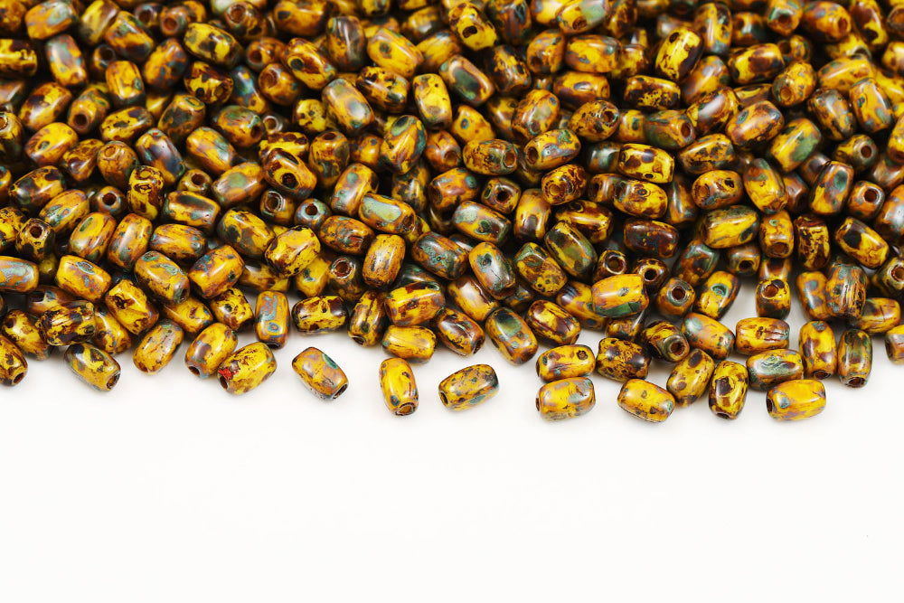 Olive 5×3mm Lemon Travertin 1-hole Czech Beads