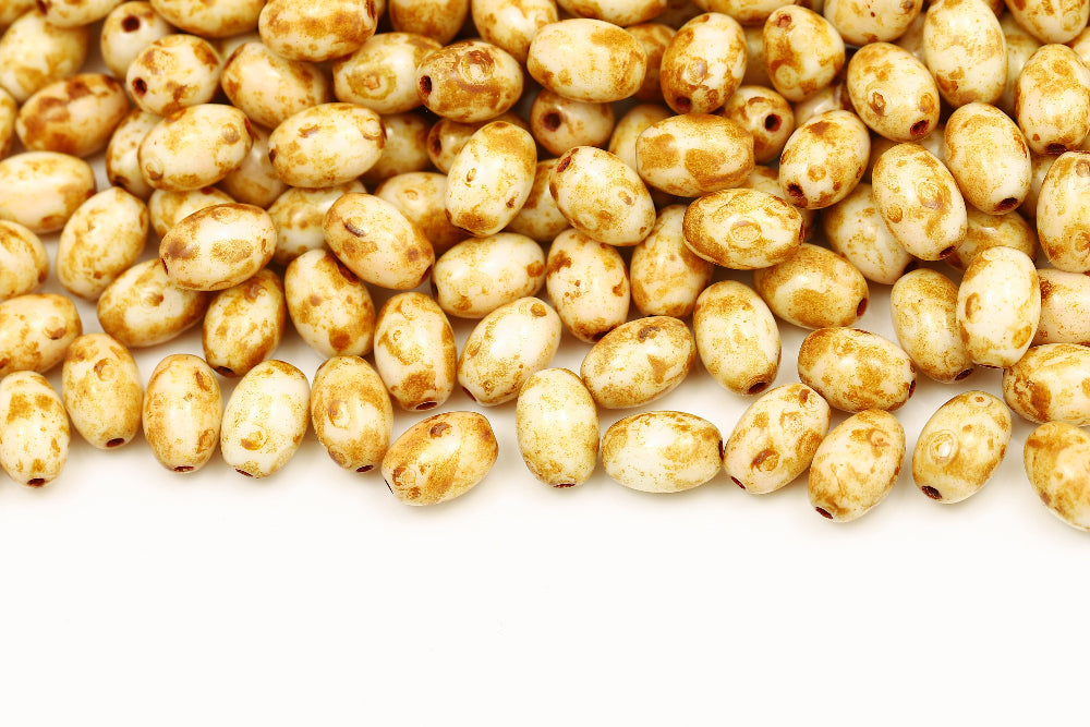 Olive 9×6mm Alabaster Travertin 1-hole Czech Beads
