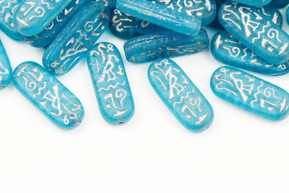 Amulet 25×10mm Crystal Green Blue Mixed With Silver 1-hole Czech Beads