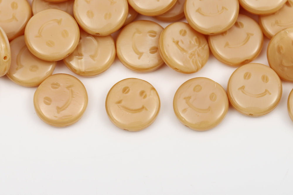 Smile 14mm Opaque Yellow 1-hole Czech Beads