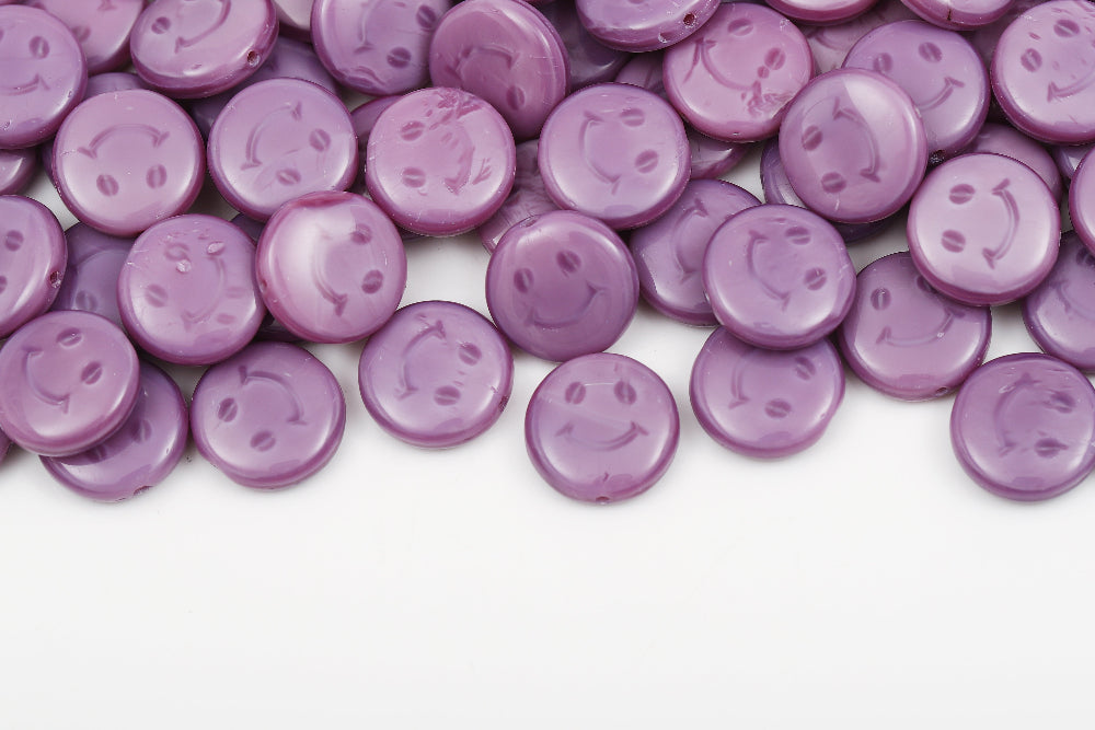 Smile 14mm Amethyst 1-hole Czech Beads