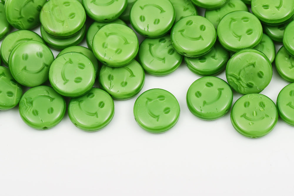 Smile 14mm Peridot 1-hole Czech Beads