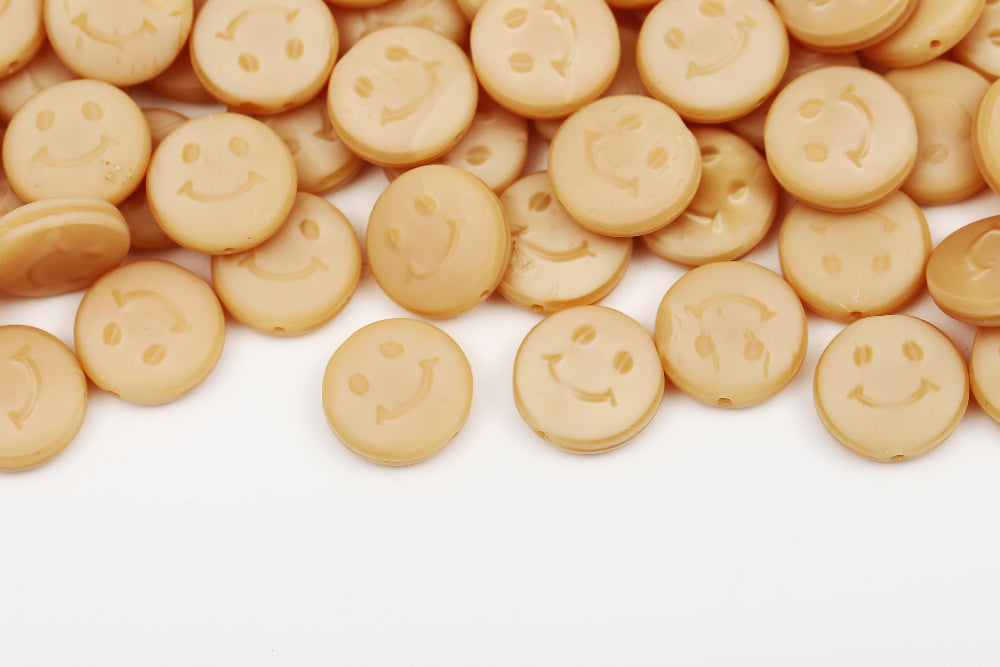 Smile 14mm Opaque Yellow Matt 1-hole Czech Beads
