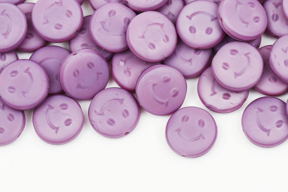 Smile 14mm Silk Purple Matt 1-hole Czech Beads
