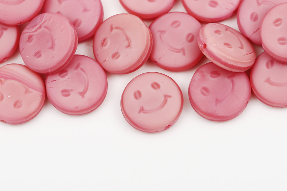 Smile 14mm Silk Peach Matt 1-hole Czech Beads