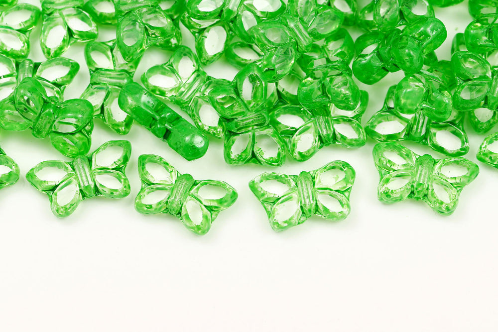 Butterfly 20x12mm Crystal Paint Green 1-Hole Czech Beads