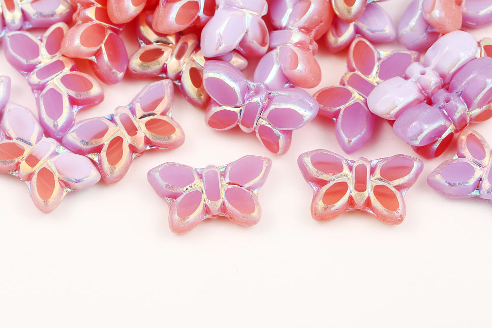 Butterfly 20x12mm Opaque Violet Rose Mixed AB Full 1-Hole Czech Beads