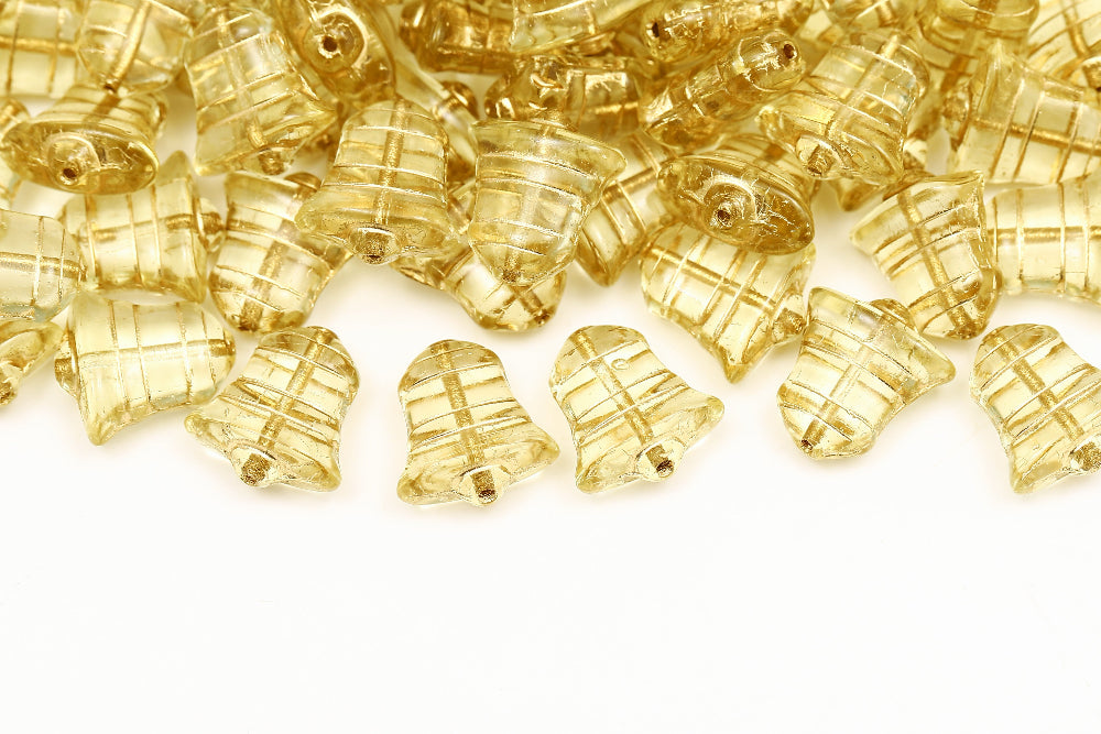 Bell 14×13mm Jonquil With Gold 1-hole Czech Beads