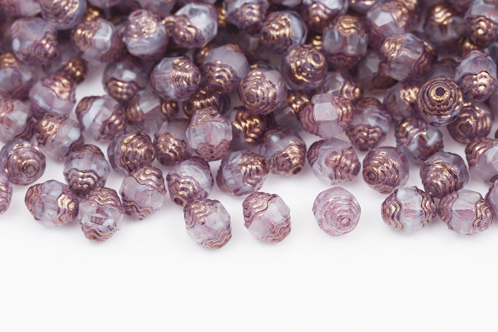 Firepolished Prop 8×6mm Aqua Mixed Violet Luster Czech Beads