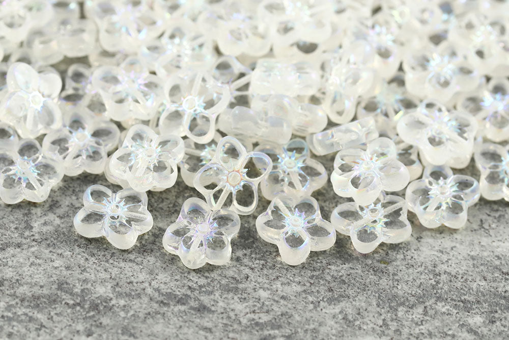 Flowers 14×12mm Crystal AB Full  1-Hole Czech Beads