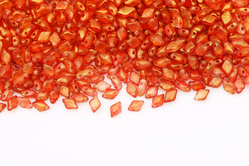 Gemduo 8×5mm Crystal Frozen Padparadscha Matt 2-Hole Czech Beads