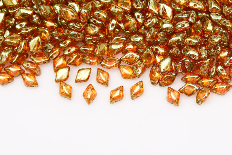 Gemduo 8×5mm Crystal Gleam Red Glaze 2-Hole Czech Beads