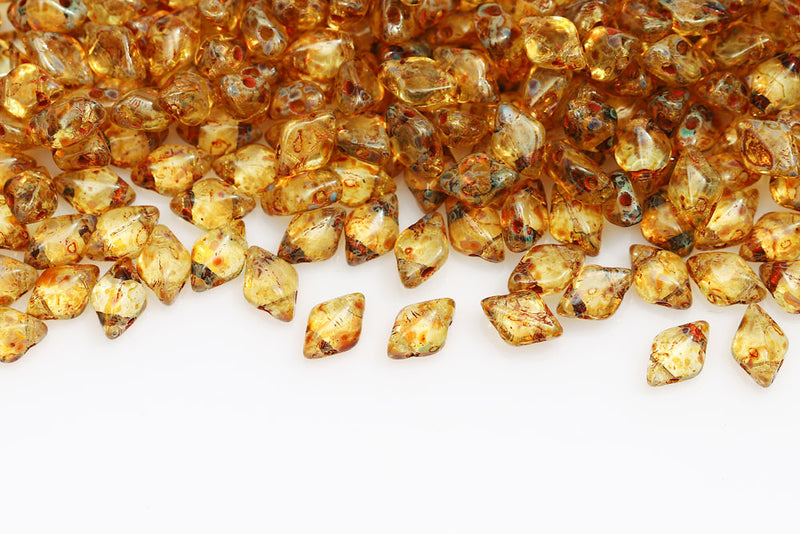 Gemduo 8×5mm Crystal Travertin Dark 2-Hole Czech Beads