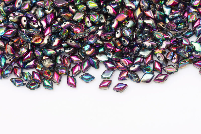 Gemduo 8×5mm Magic Blue Pink 2-Hole Czech Beads