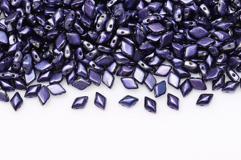 Gemduo 8×5mm Metalust Purple 2-Hole Czech Beads