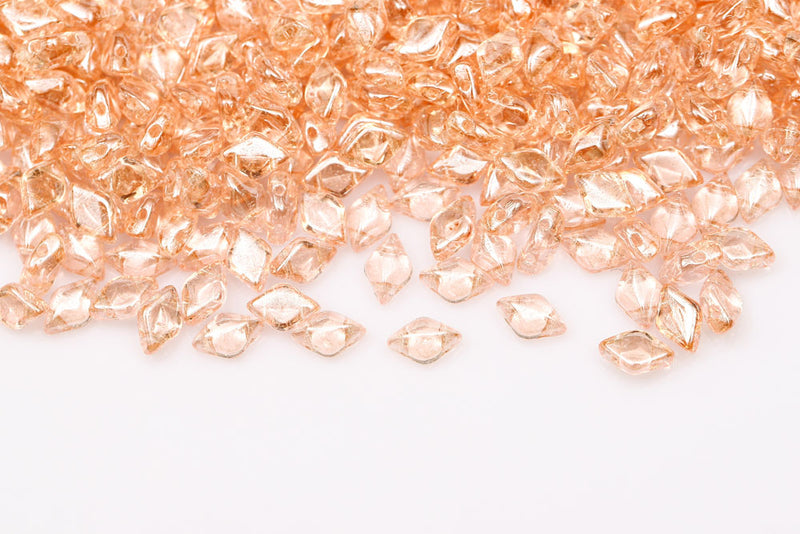 Gemduo 8×5mm Rosaline White Luster 2-Hole Czech Beads