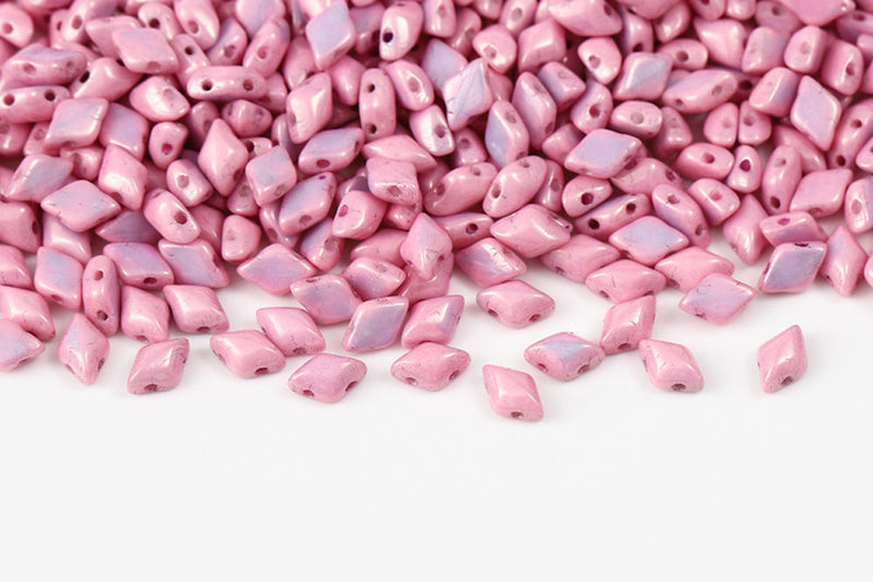 Gemduo 8×5mm Chalk Lila Luster 2-Hole Czech Beads