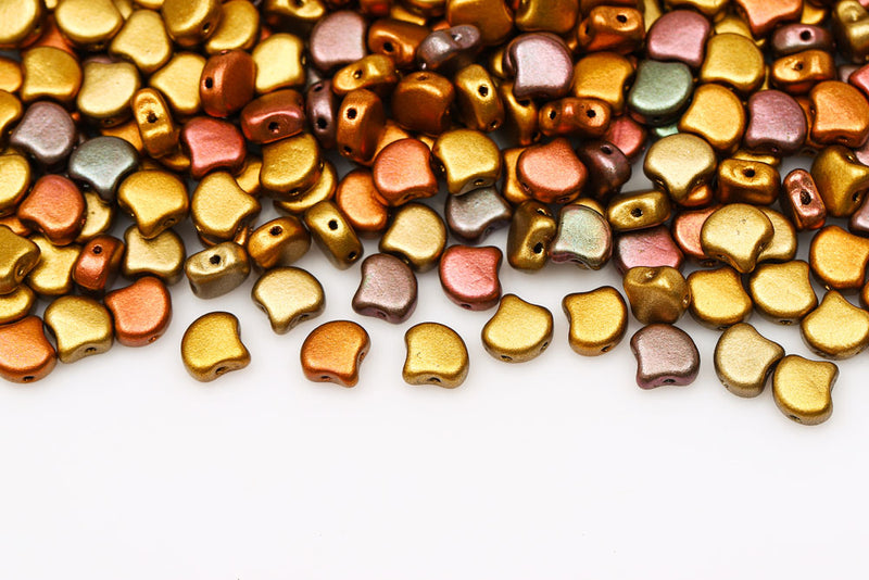 Ginko 7.5×7.5mm Crystal Orange Rainbow 2-Hole Czech Beads