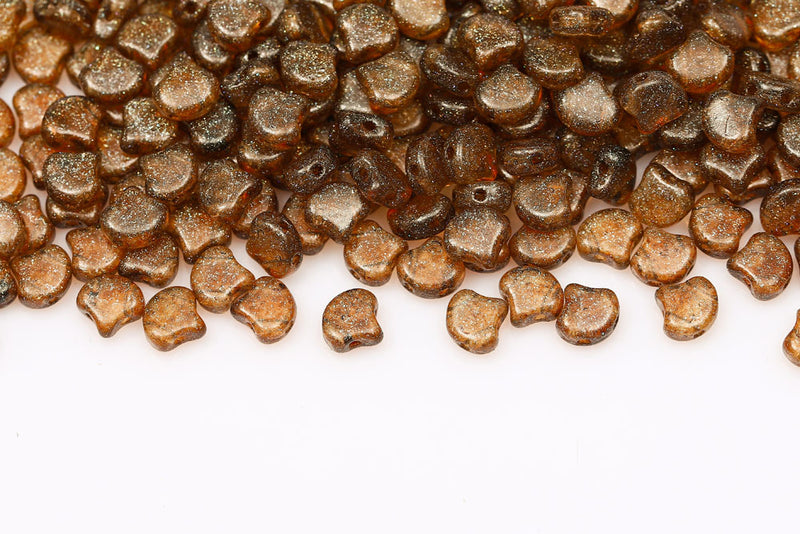 GINKO 7.5×7.5mm Crystal Stardance Brown 2-Hole Czech Beads