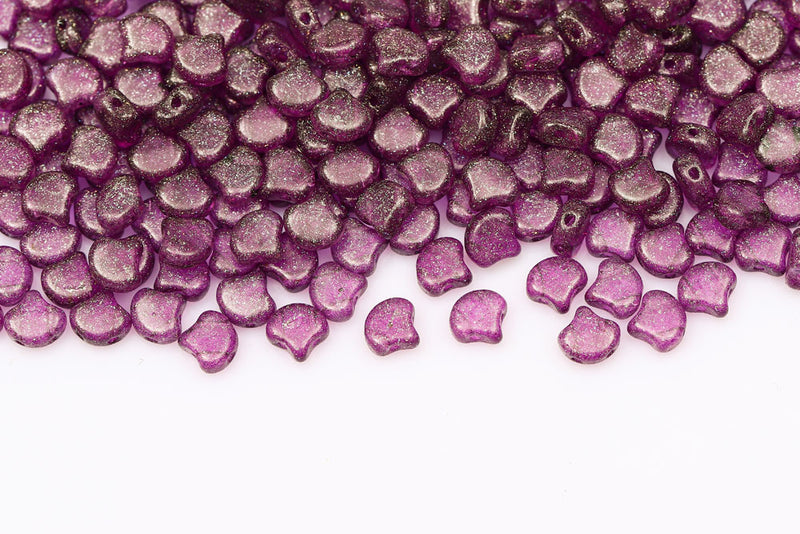 GINKO 7.5×7.5mm Crystal Stardance Purple 2-Hole Czech Beads