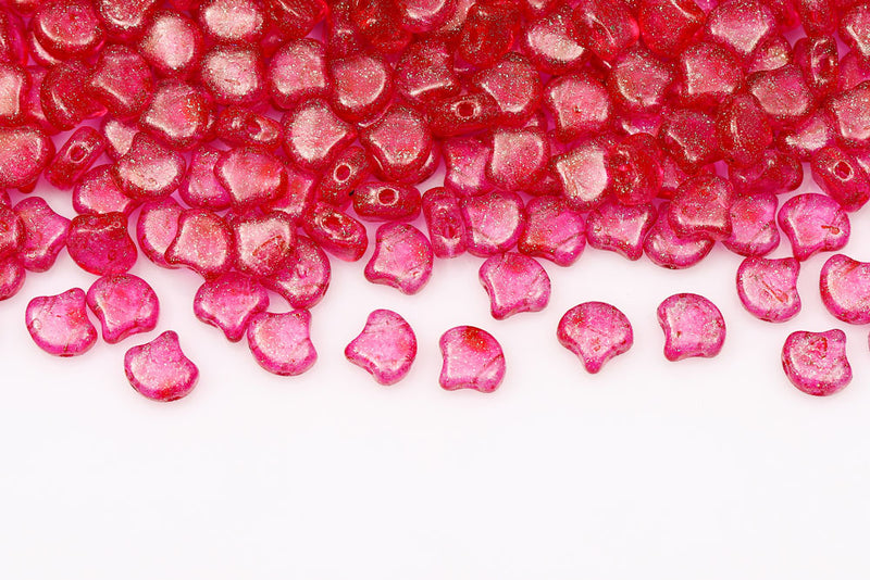 GINKO 7.5×7.5mm Crystal Stardance Pink 2-Hole Czech Beads