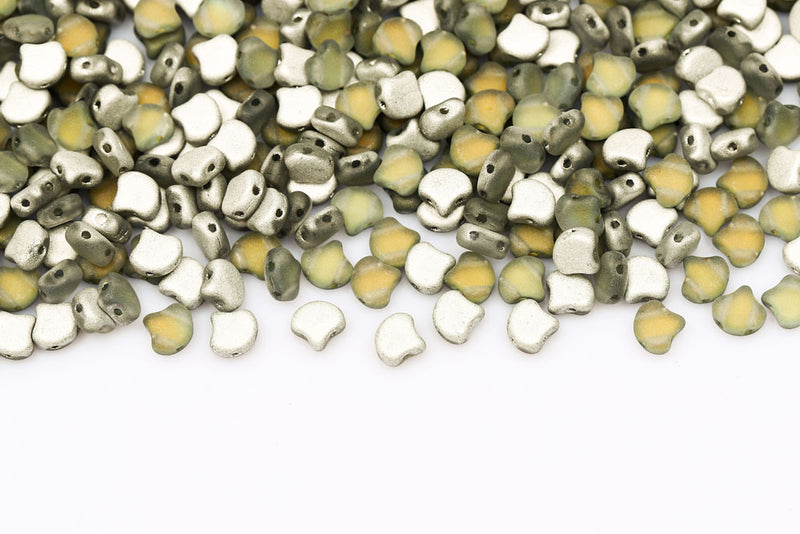 Ginko 7.5×7.5mm Backlit Tequila Mat 2-Hole Czech Beads