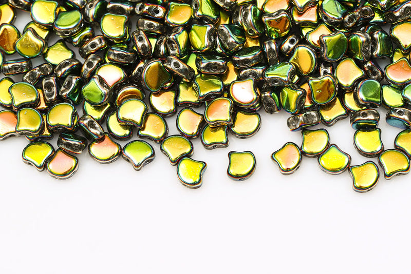 GINKO 7.5×7.5mm Crystal Vitrail Full 2-Hole Czech Beads