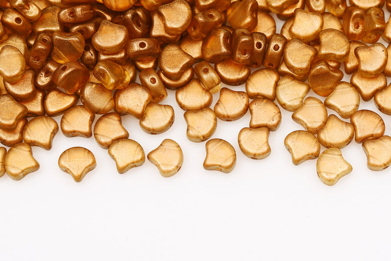 GINKO 7.5×7.5mm Halo Amber 2-Hole Czech Beads