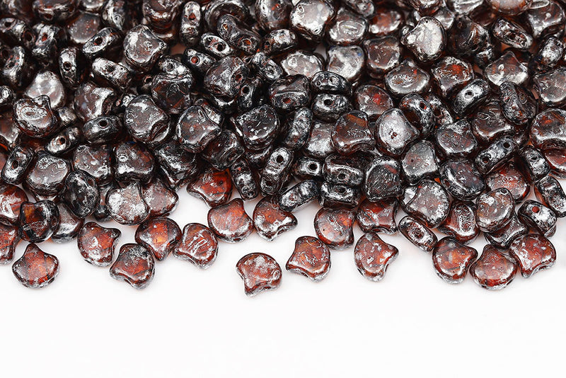 GINKO 7.5×7.5mm Topaz Rembrandt 2-Hole Czech Beads