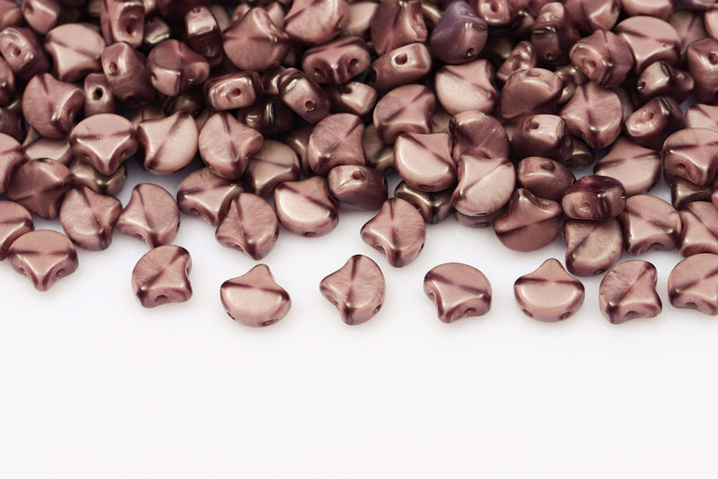GINKO 7.5×7.5mm Opal Dark Violet 2-Hole Czech Beads