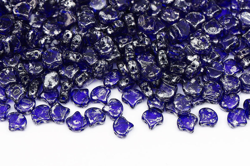GINKO 7.5×7.5mm Cobalt Blue Rembrandt 2-Hole Czech Beads