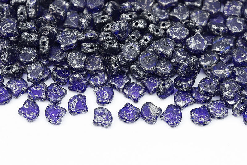 GINKO 7.5×7.5mm Cobalt Blue Rembrandt Matt 2-Hole Czech Beads