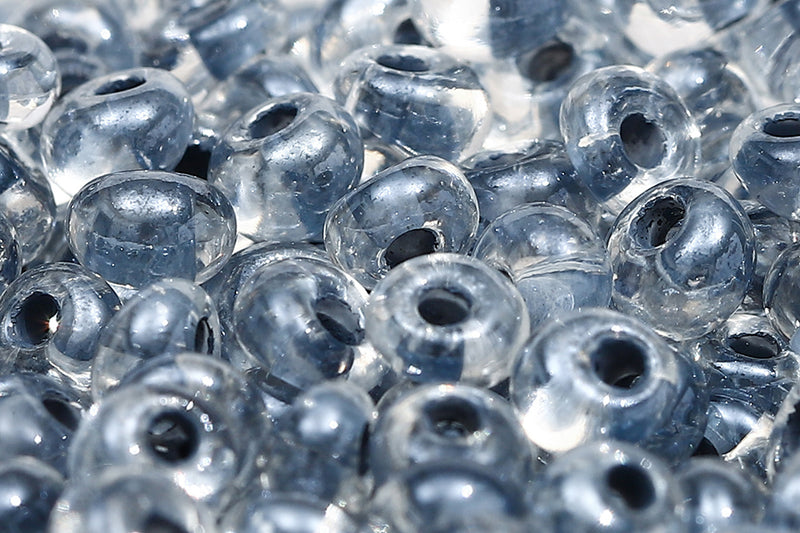 Preciosa Drops 5/0 Transparent Gray Lined Luster col.38642