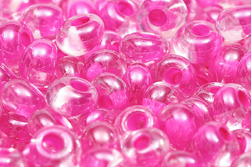 Preciosa Drops 5/0 Transparent Fuchsia Lined Luster col.38877