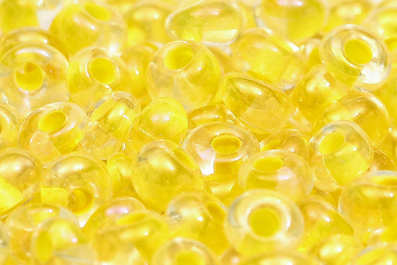 Preciosa Drops 5/0 Transparent Jonquil Lined Iris col.58586