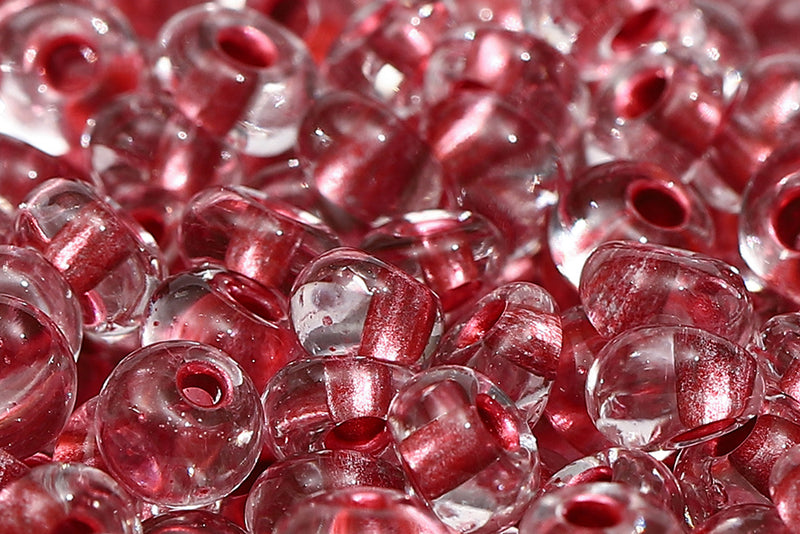 Preciosa Drops 5/0 Transparent Red Metallic Lined Col.68298