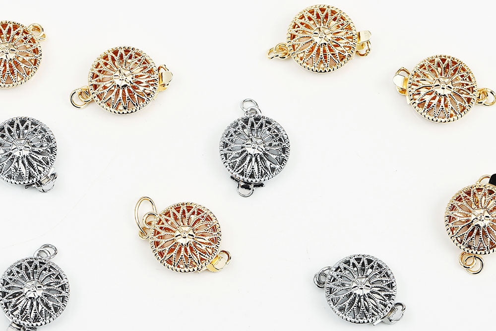 Gold Plated 12mm Dahlia Box Push Clasp
