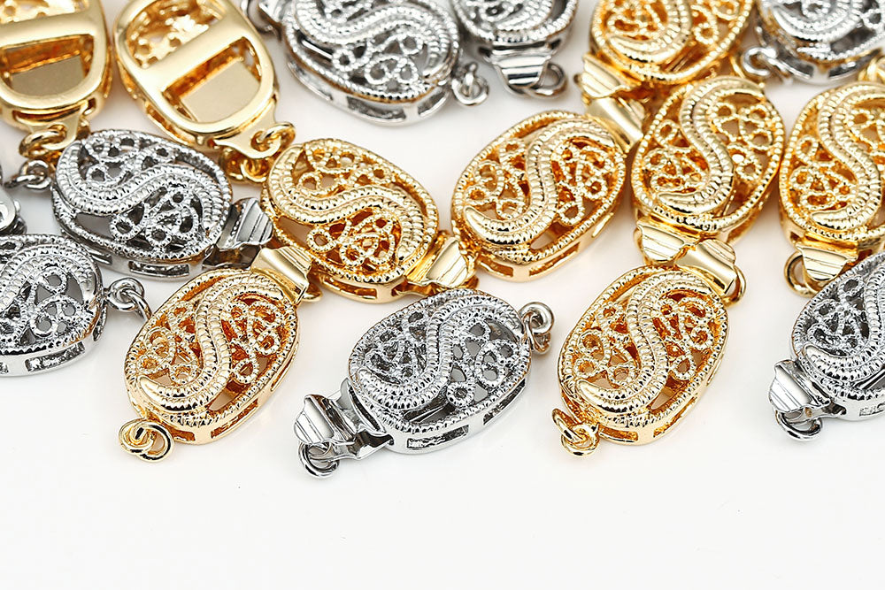 Gold Plated 18×9mm Filigree Box Push Clasp