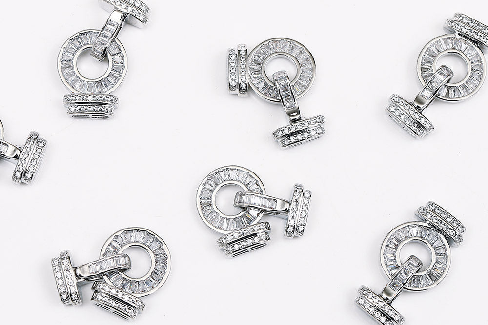 Gold Plated 18x14mm Rhinestone OT Necklace Clip Clasp