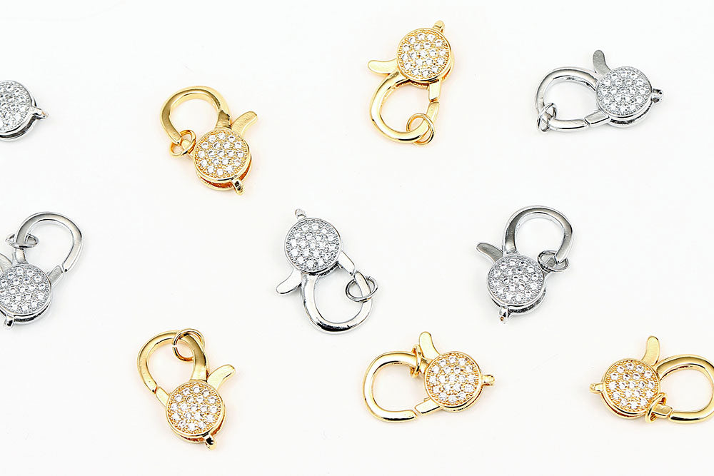 Gold Plated 21x12mm Rhinestone Cion Lobster Clasp