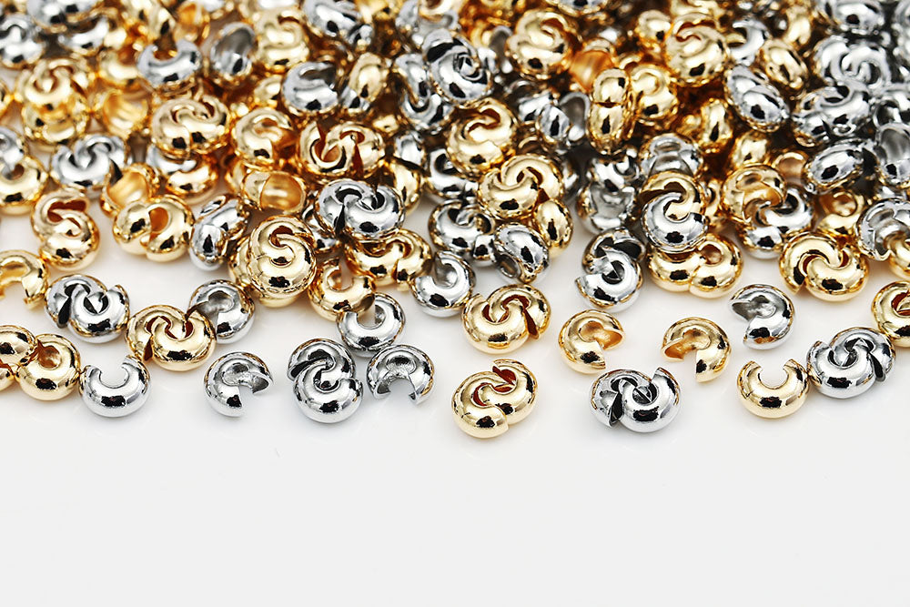 Gold Plated 3mm Crimp Covers 