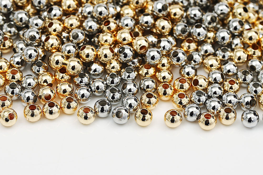 Gold Plated 4mm Round Metal beads