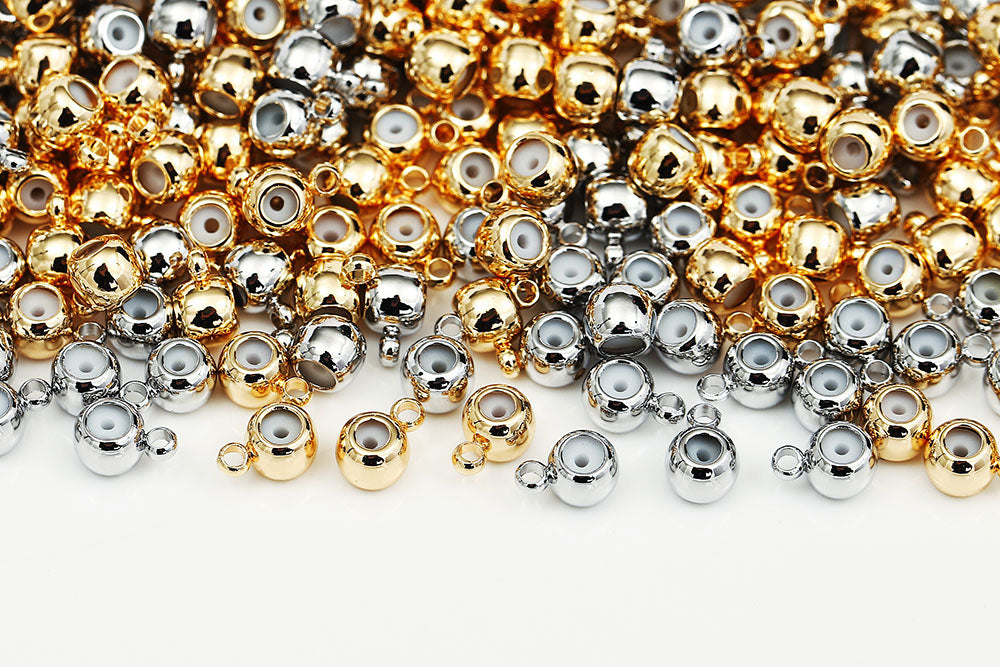Gold Plated 4x6mm 1 Ring Rubber Core Slider Bead