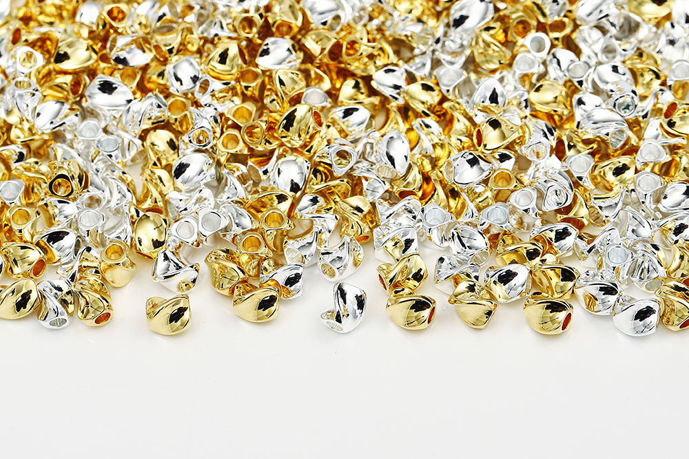 Gold Plated 4x6mm Pinch Metal beads